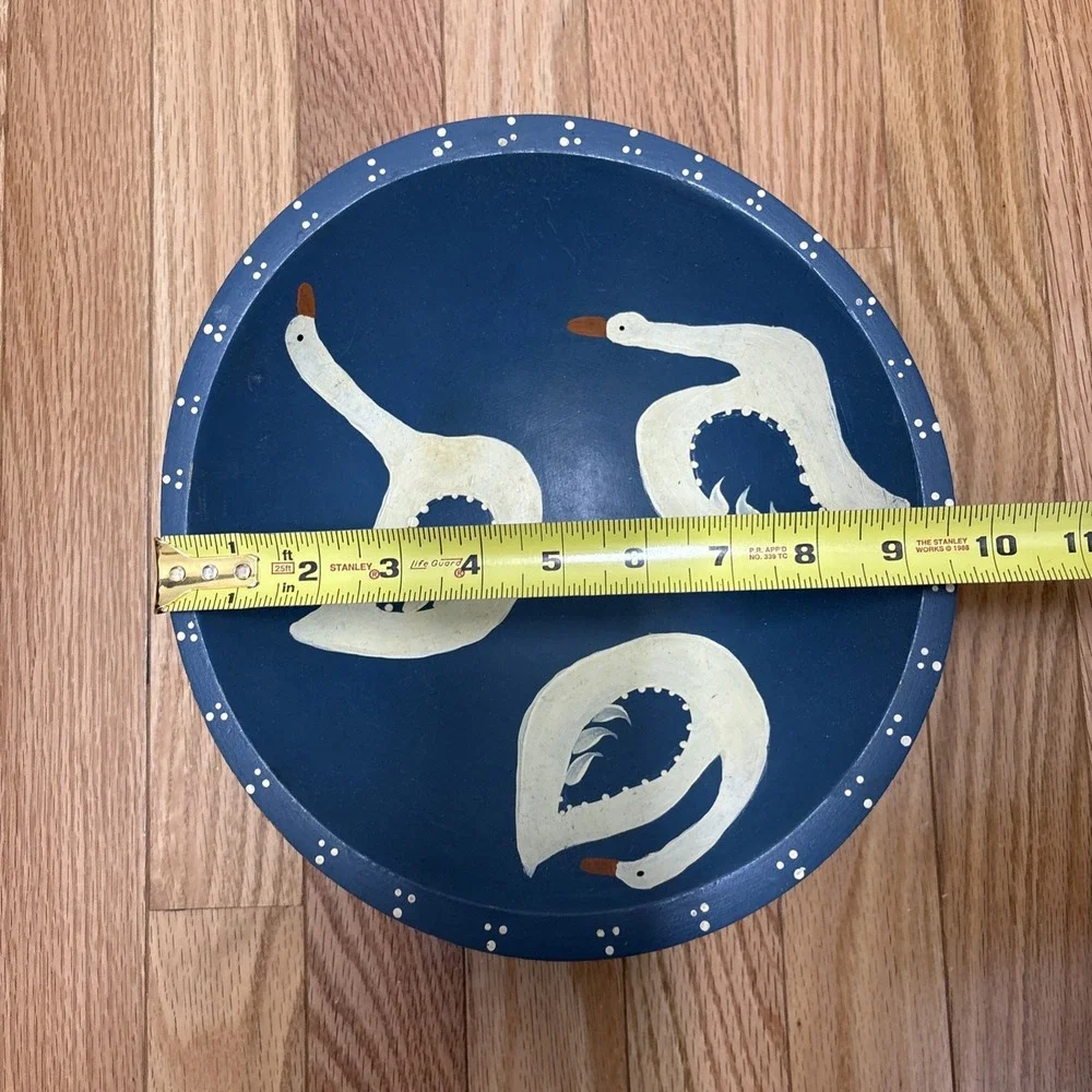 Weston Bowl Milk Vermont Folk Art Blue‎ And White Geese Bowl